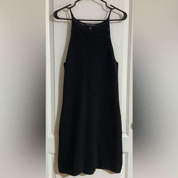 Banana Republic Knit Cotton Beachy Spaghetti Strap Mini Black Dress Size Small - Picture 2 of 7